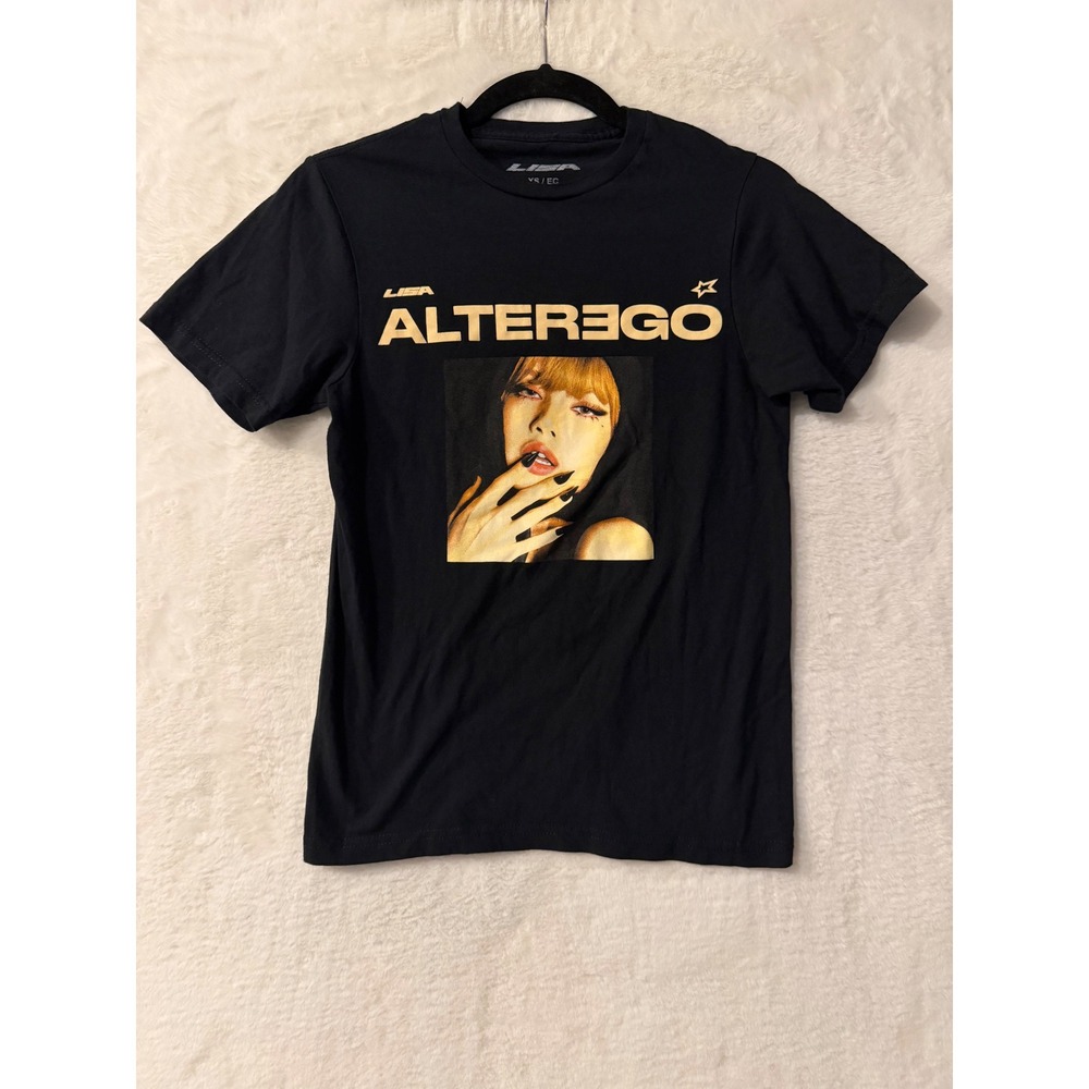 LISA Blackpink Alter Ego Graphic T-Shirt Black Cotton XS K-Pop Merch